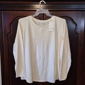Wonderly Top, Plus 3X   Long Sleeve Cream Tee